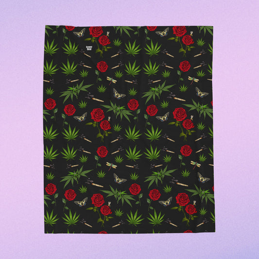 Blunts & Roses Plush Velveteen Blanket