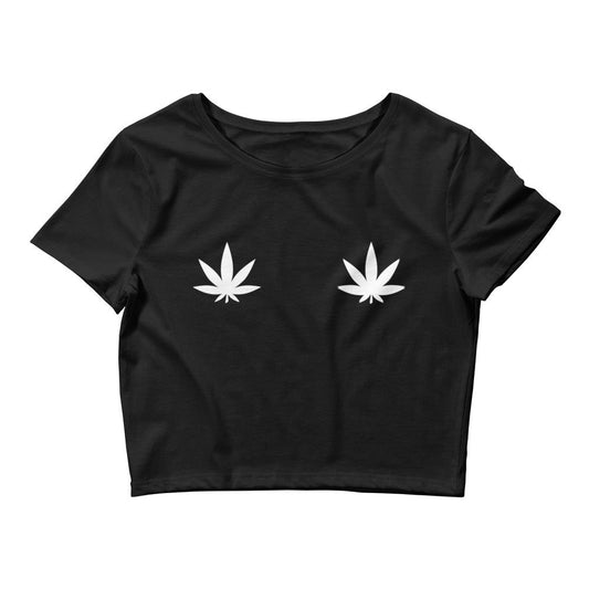White Weed Leaf Crop Top