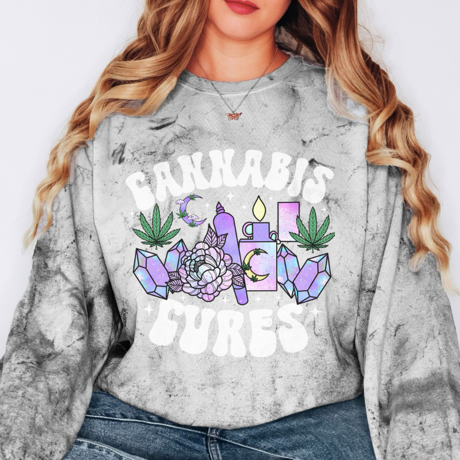 Cannabis Cures Color Blast Crewneck Sweatshirt