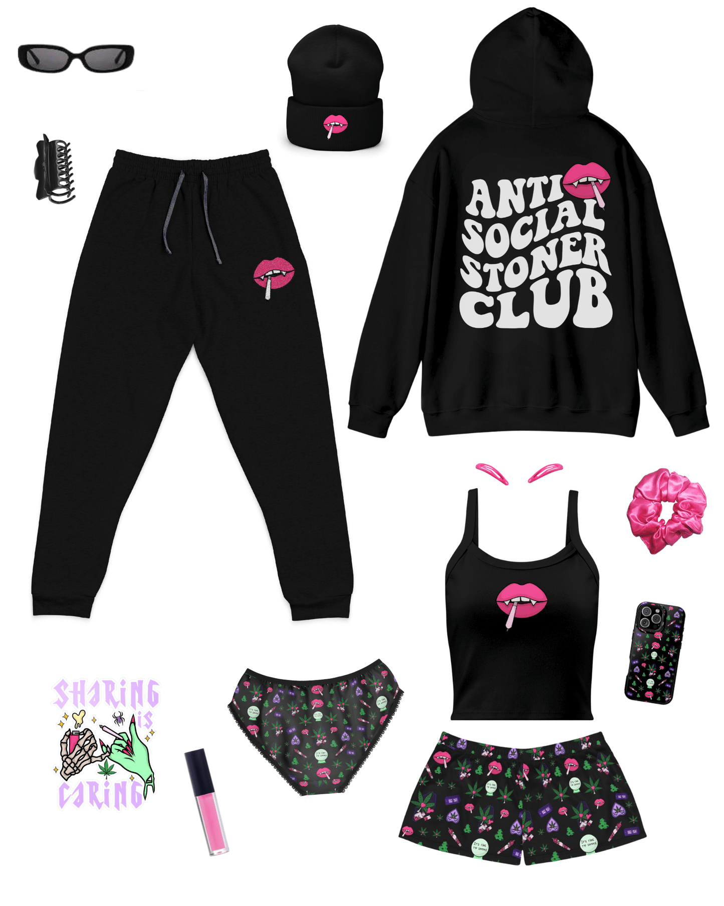 Spooky Stoner Babe Joggers (Embroidery)