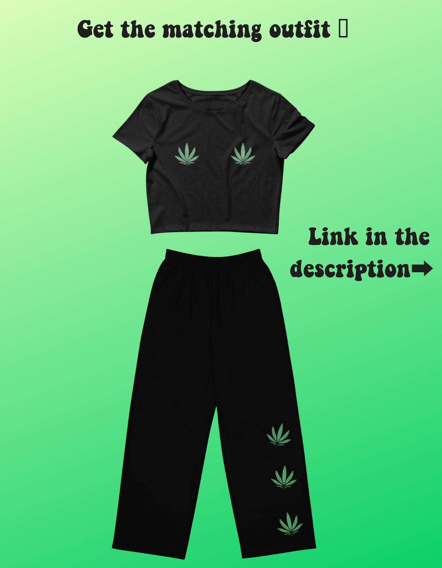 Weed Leaf Wide Leg Pants(High Waisted)