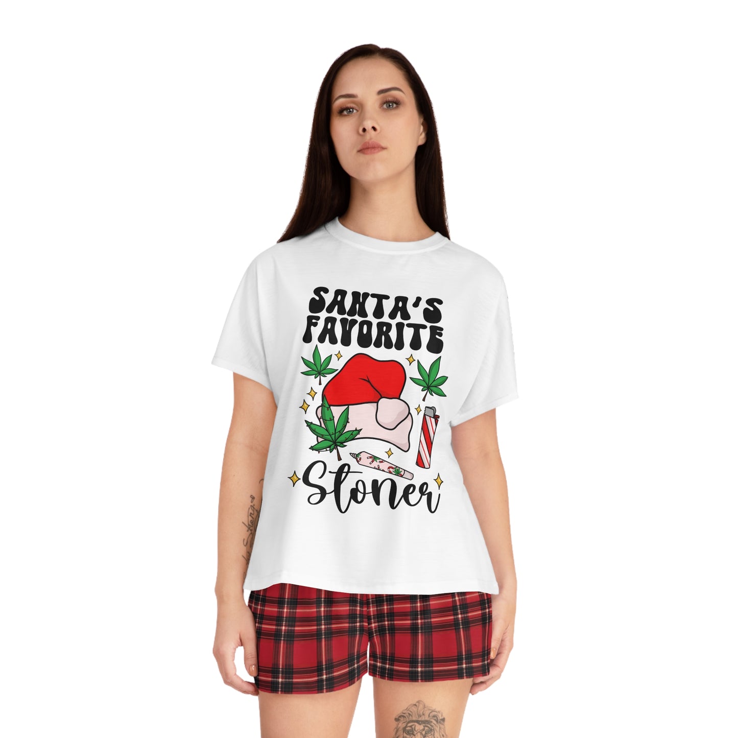 Santas Favorite Stoner Women's Short Pajama Set
