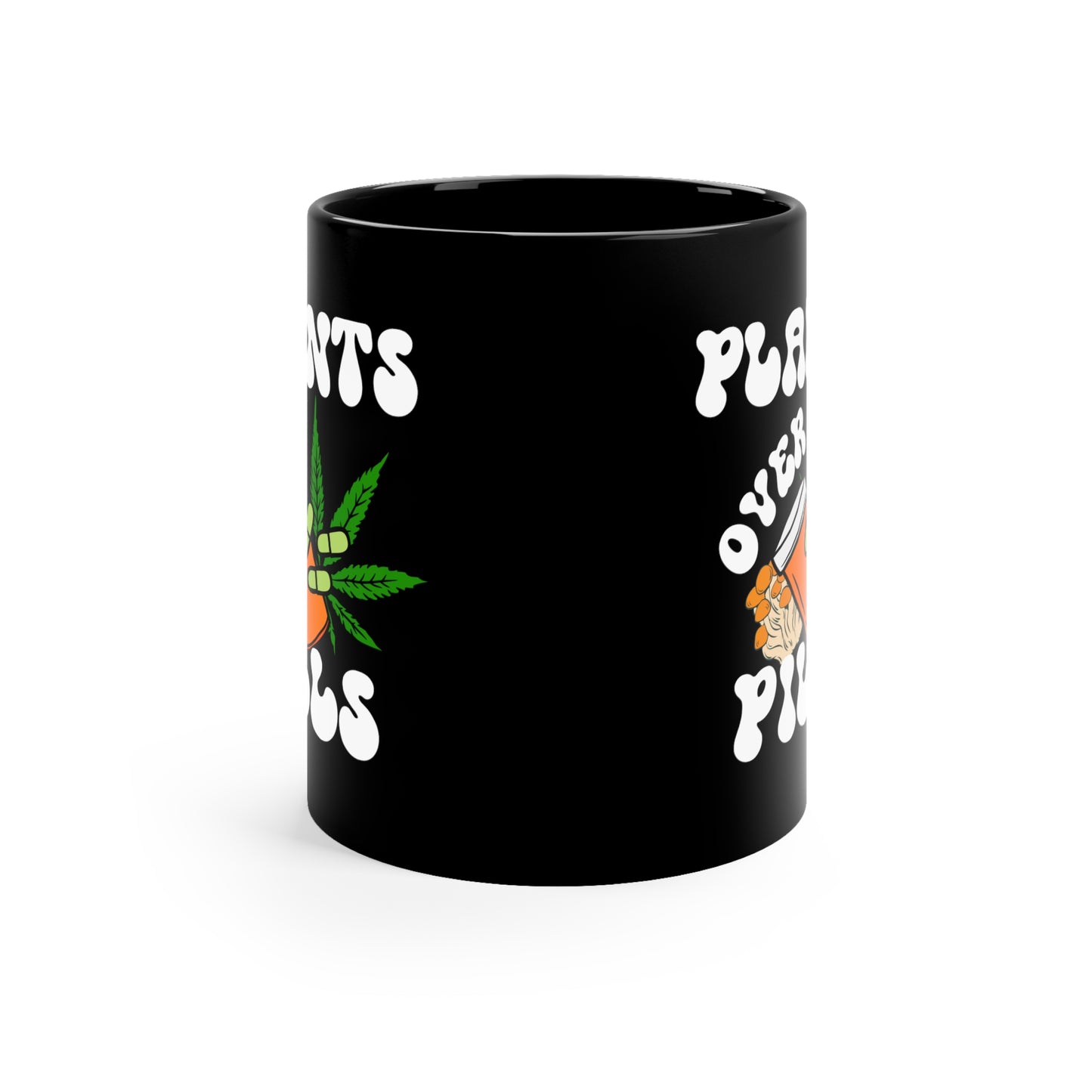 Plants Over Pills Black Mug