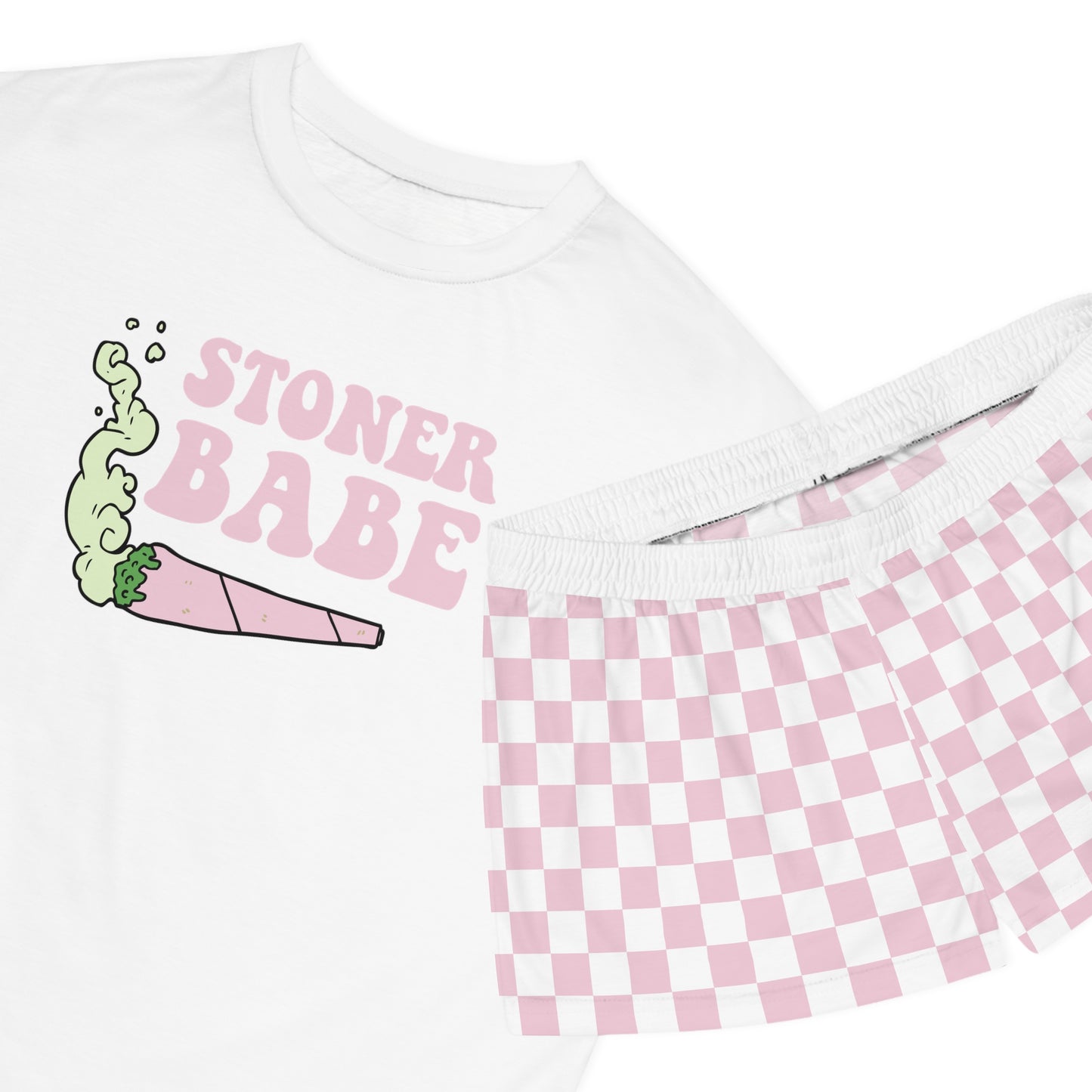 Stoner Babe Pink Checker Pajama Set