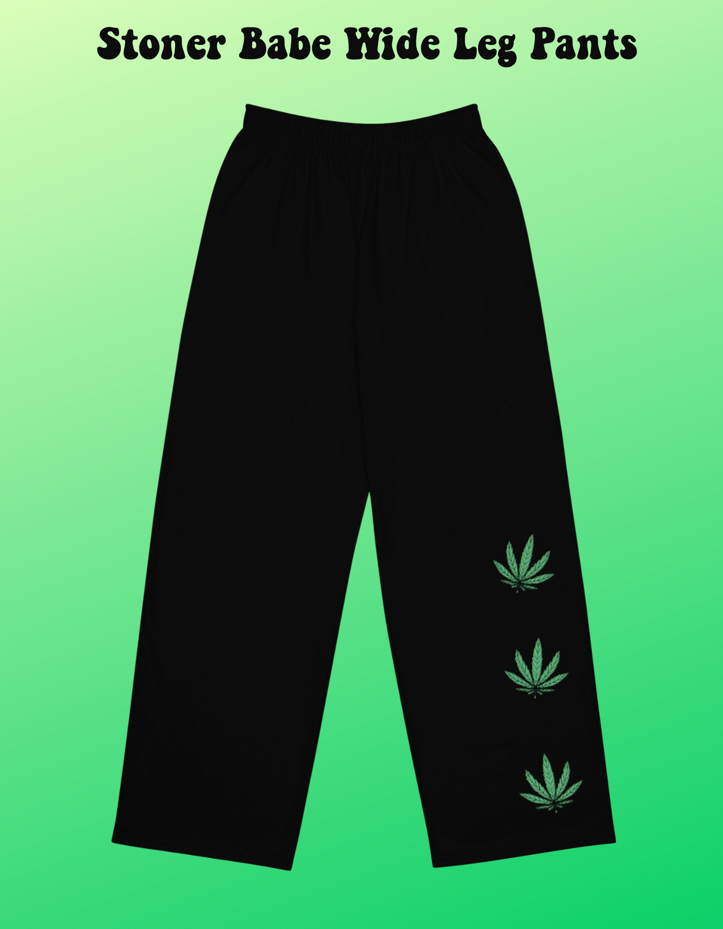 Weed Leaf Wide Leg Pants(High Waisted)