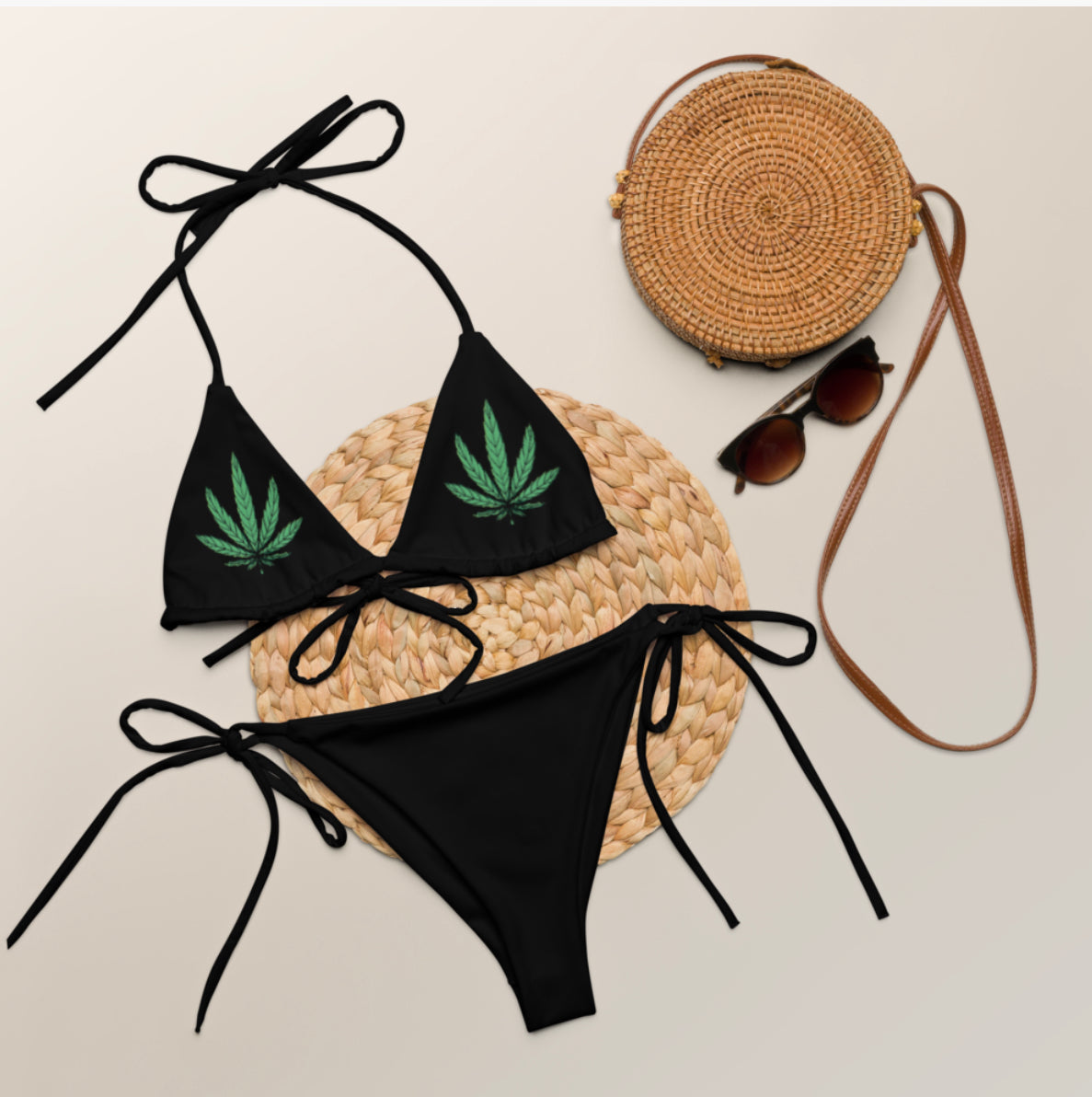 Weed Leaf String Bikini