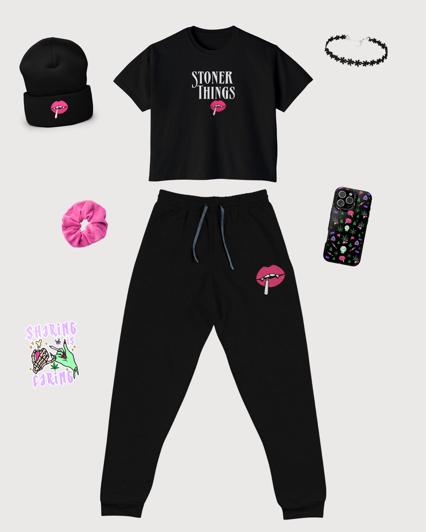 Spooky Stoner Babe  Joggers (Embroidery)