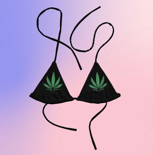 Weed Fan Leaf Bikini Top