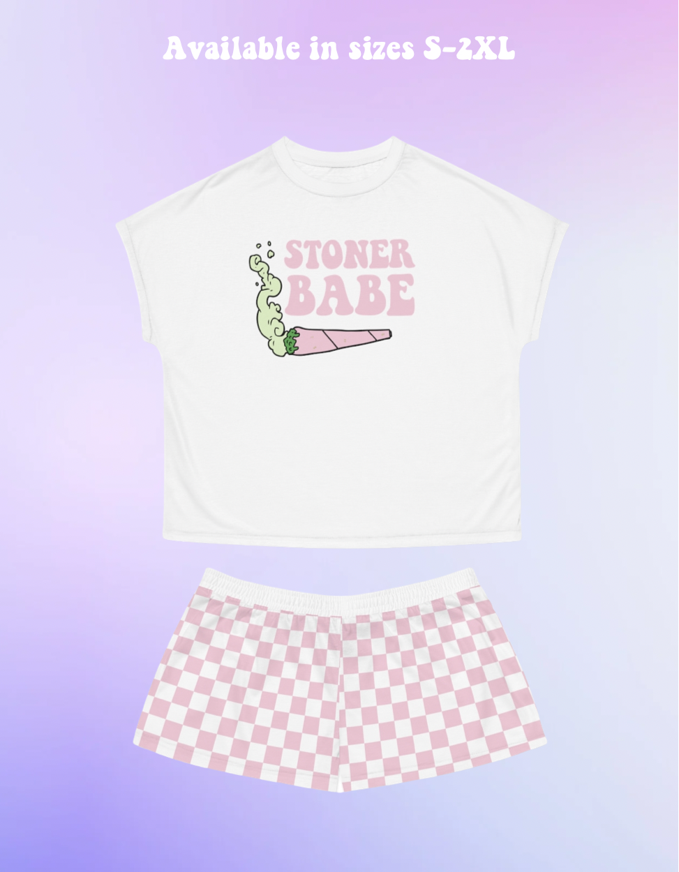 Stoner Babe Pink Checker Pajama Set