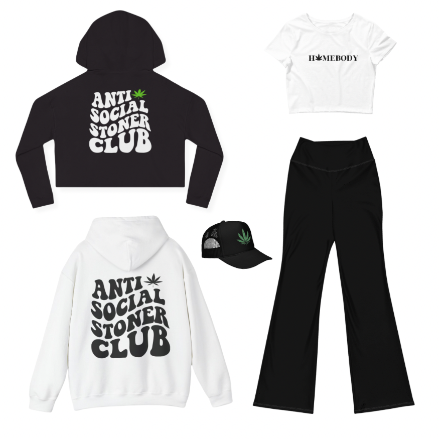 Anti Social Stoner Club  Cropped Hoodie