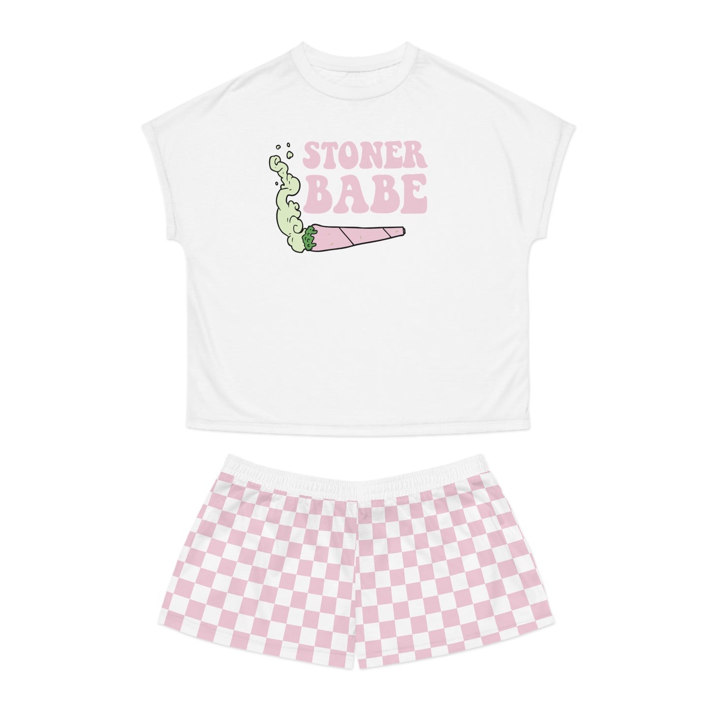 Stoner Babe Pink Checker Pajama Set