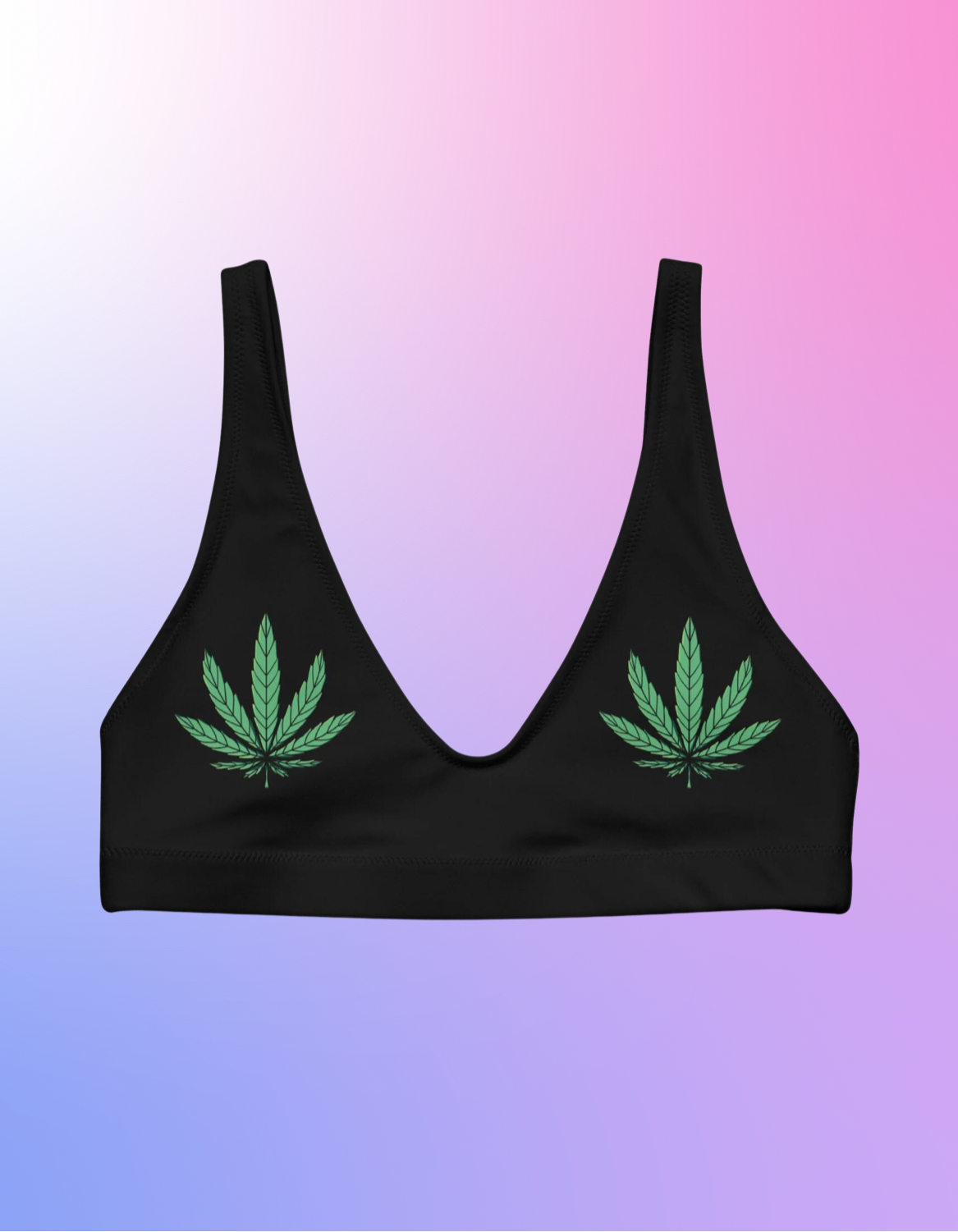 Weed Fan Leaf Bikini Top