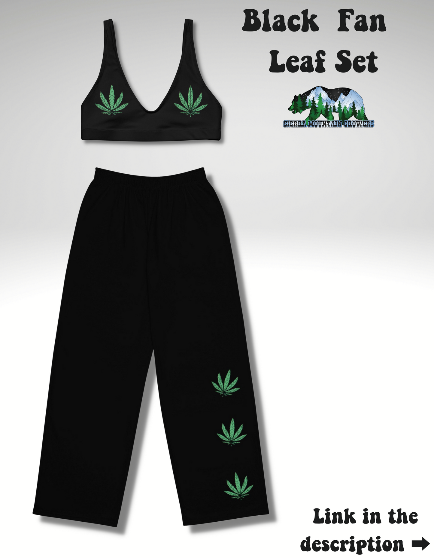 Weed Leaf Wide Leg Pants(High Waisted)