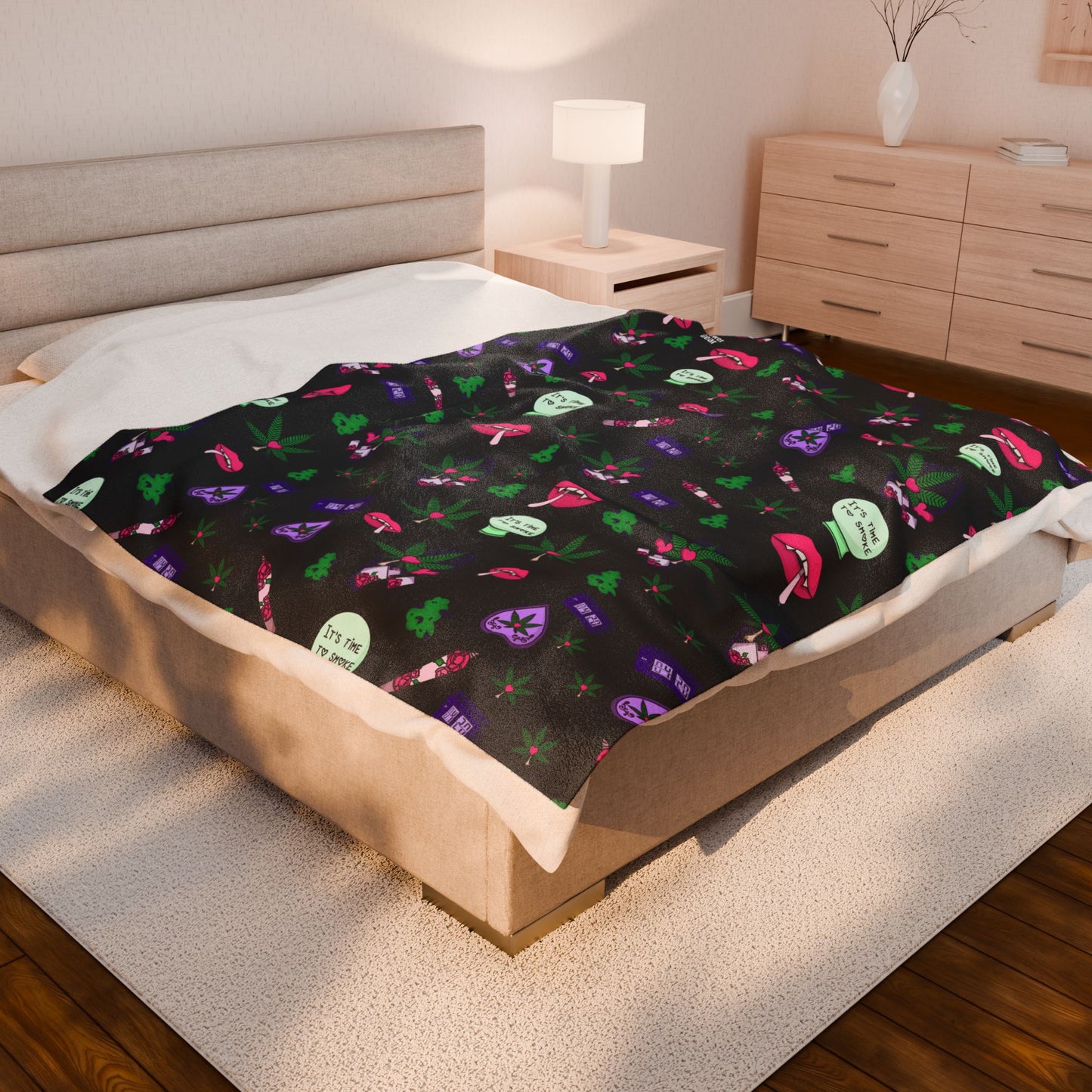 Spooky Stoner Babe  Plush Velveteen Blanket