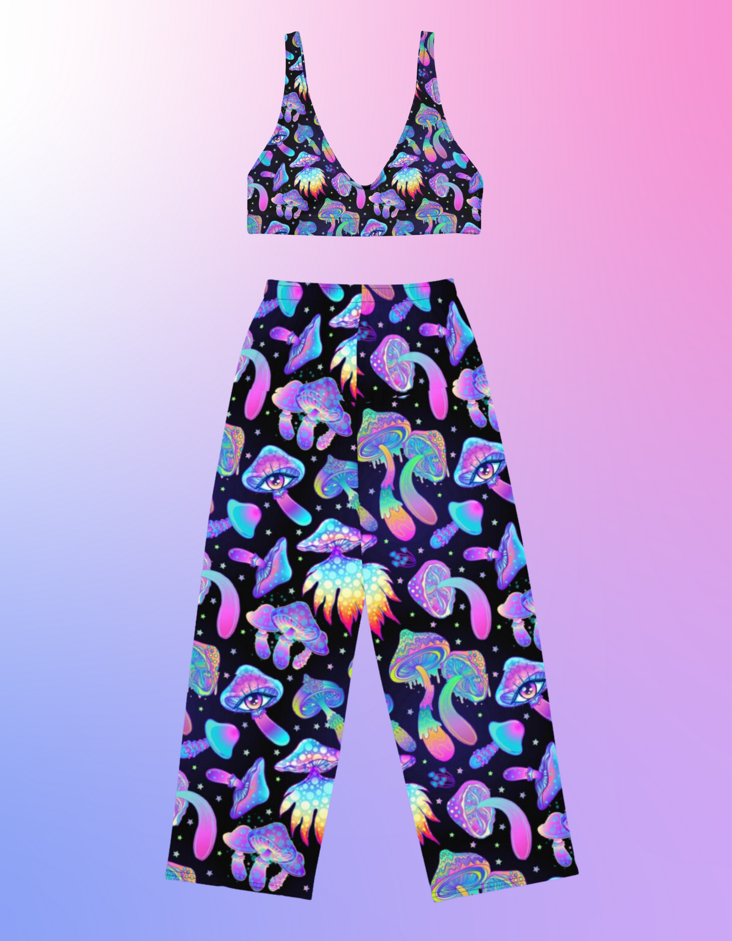 Psychedelic Mushroom Wide Leg Pants (High Waisted)