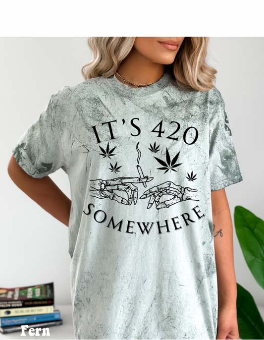 It’s 420 Somewhere Color Blast T-Shirt(Unisex)