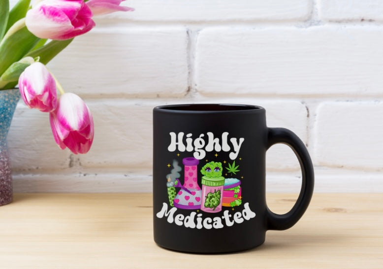 Highly Medicated Black Mug