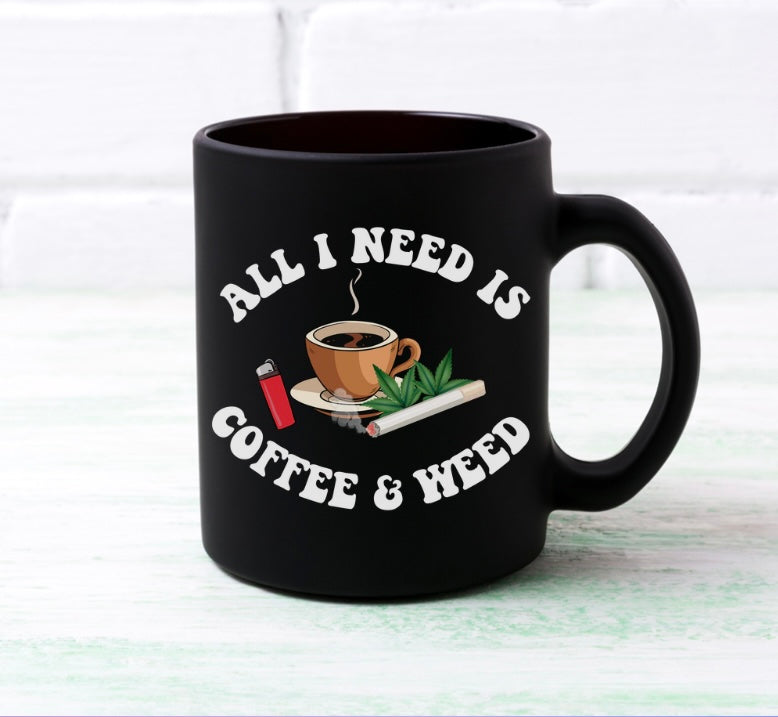 Coffee & Weed Black Mug(15oz)