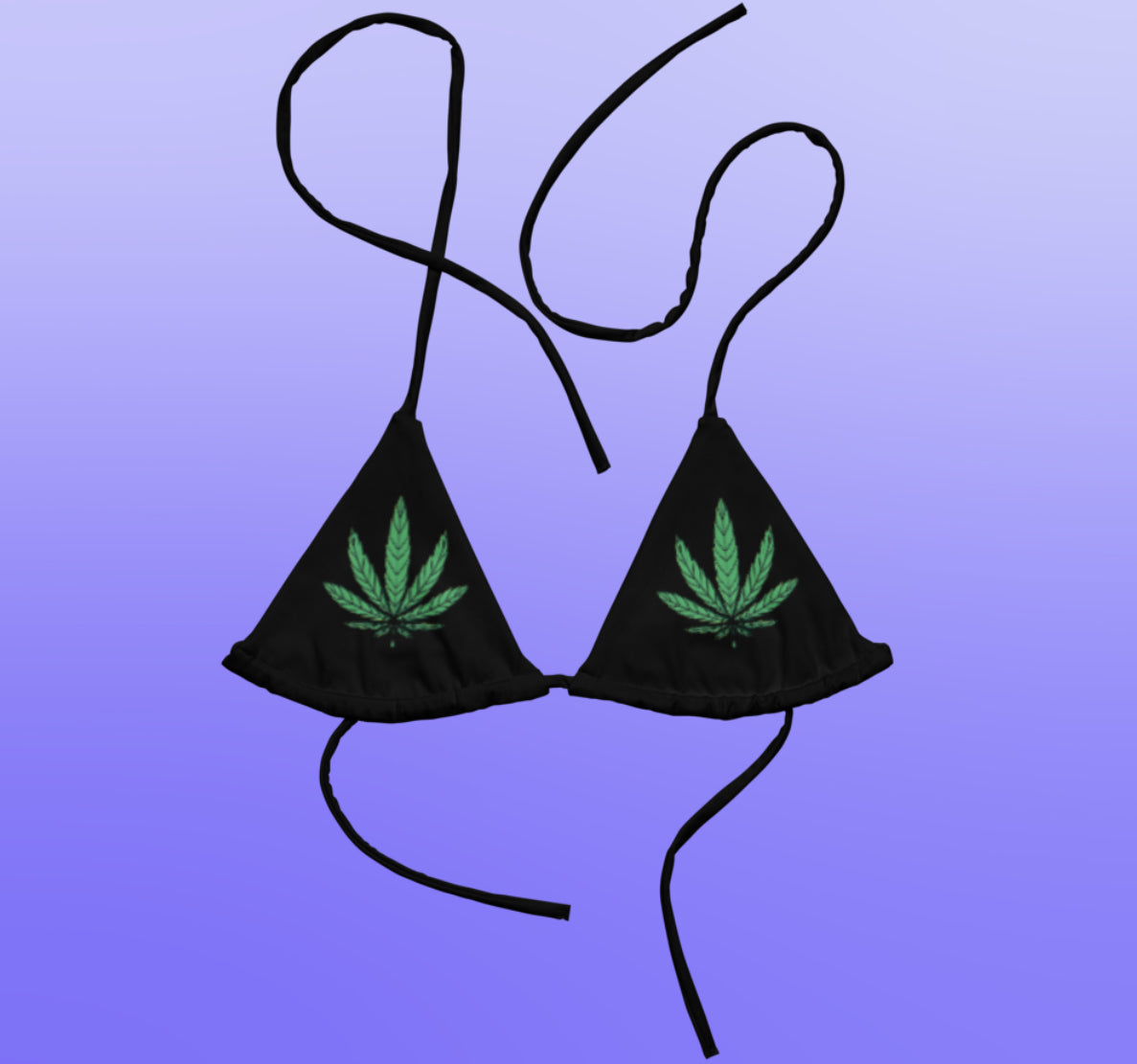 Weed Fan Leaf Bikini Top