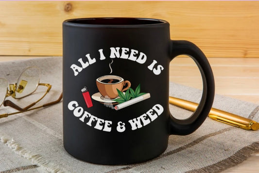 Coffee & Weed Black Mug(15oz)