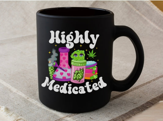 Highly Medicated Black Mug