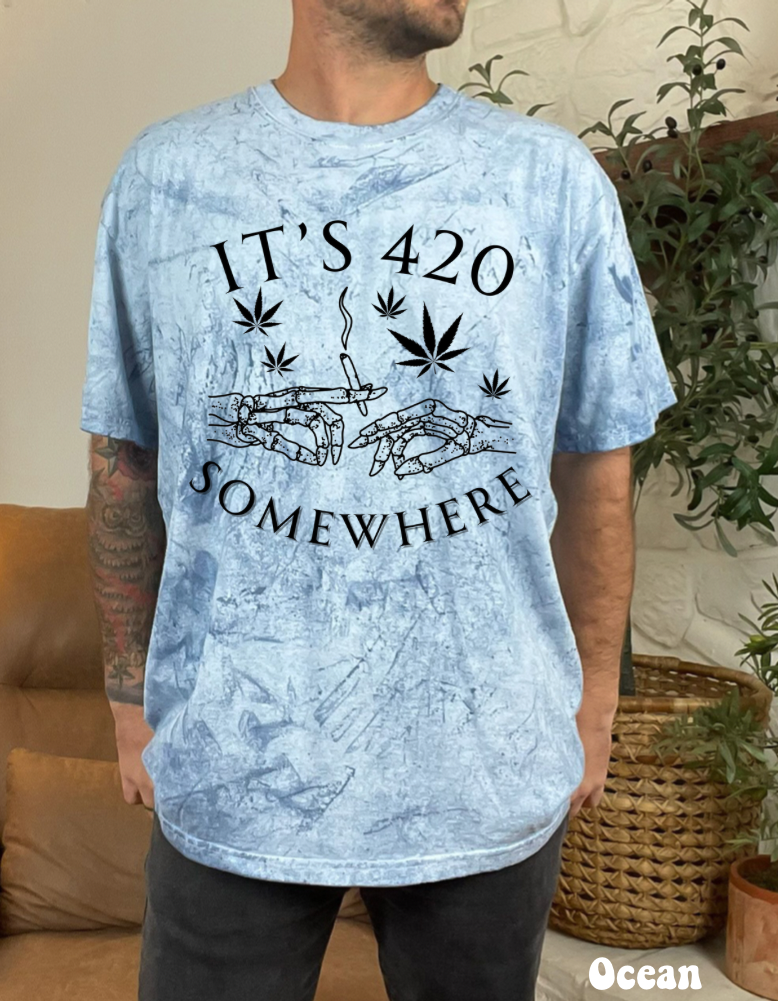 It’s 420 Somewhere Color Blast T-Shirt(Unisex)