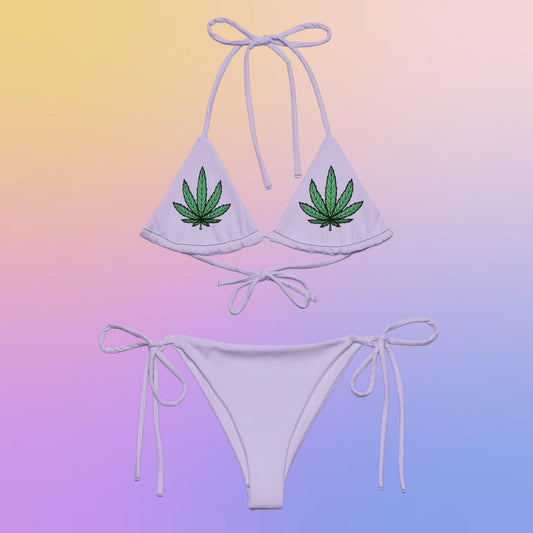 Lavender Weed Fan Leaf String Bikini Set