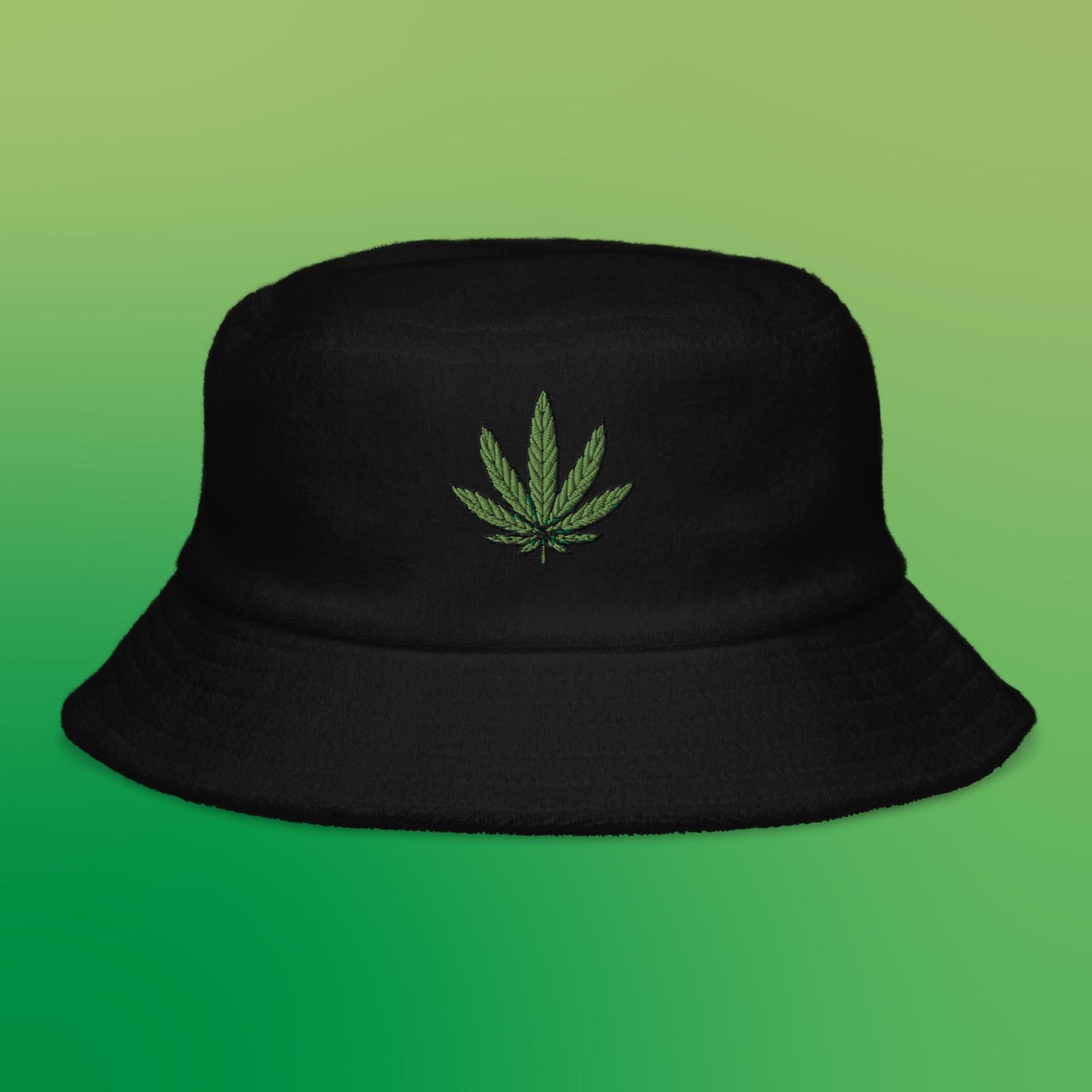 Weed Fan Leaf Terry Cloth Bucket Hat