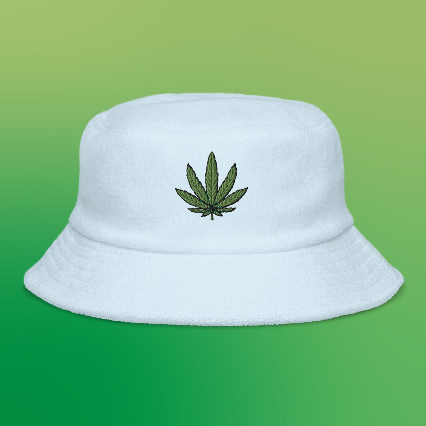 Weed Fan Leaf Terry Cloth Bucket Hat