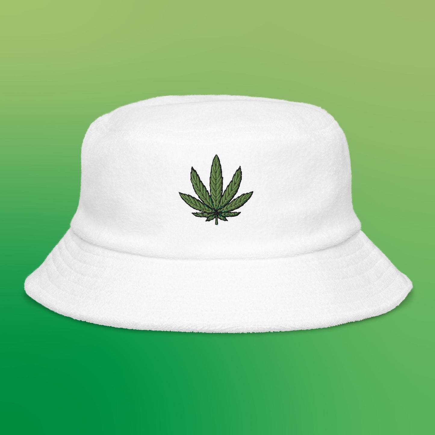 Weed Fan Leaf Terry Cloth Bucket Hat